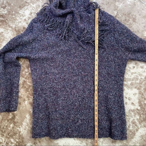 Hearts of Palm sweater purple purple fringe collared tasseled neck line SZ Lg - Picture 7 of 8